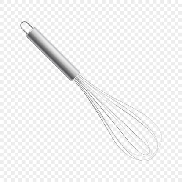 Vector realistic 3D metal wire steel whisk icon closeup isolated on transparency grid background. Cooking utensil, egg beater. Design template for graphics, mockup Vector realistic 3D metal wire steel whisk icon closeup isolated on transparency grid background. Cooking utensil, egg beater. Design template for graphics, mockup. egg beater stock illustrations