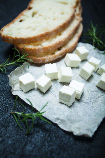 istock Traditional Greek feta cheese, bread 933019922