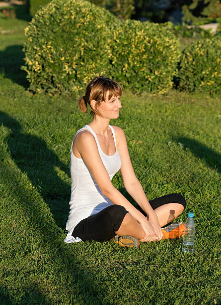 Yoga on the Grass stock photo
