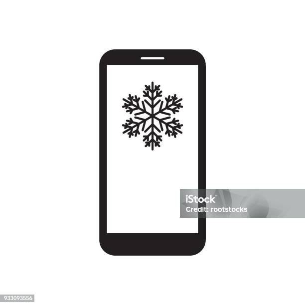 Smartphone With Snowflake On The Screen Stock Illustration - Download Image Now - Abstract, Allegory Painting, Atmospheric Mood