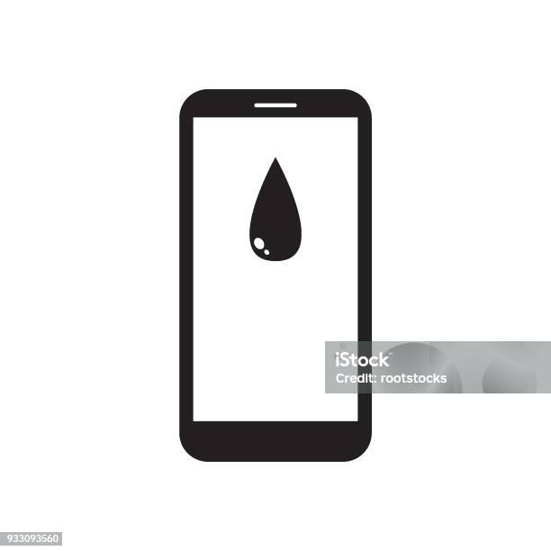 Smartphone With Raindrop On The Screen Stock Illustration - Download Image Now - Abstract, Atmospheric Mood, Black Color