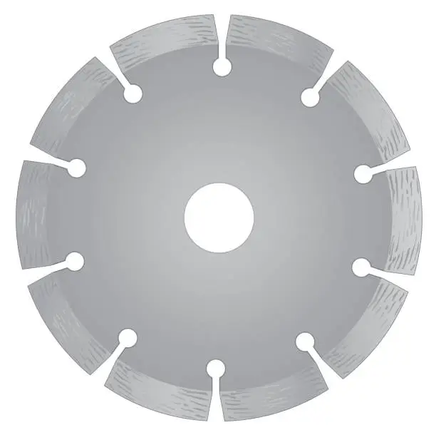 Vector illustration of Cutting disk with diamonds - Diamond disc for concrete on the white background