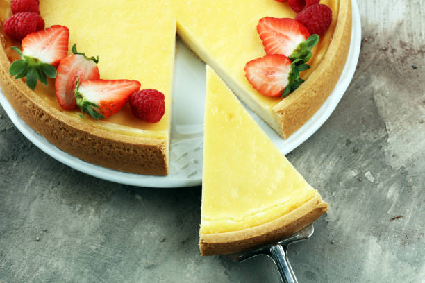 istock Homemade cheesecake with fresh berries for dessert. Cheese cake 933109170