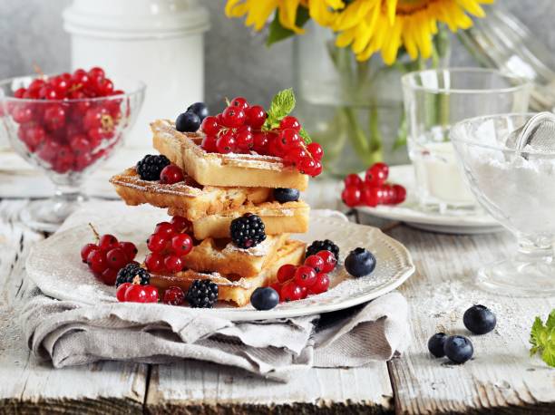 Waffles with fresh seasonal berries.