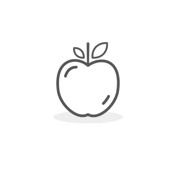 Vector illustration of Apple icon. Outline and isolated fresh fruit. Vector illustration, flat and minimal style.