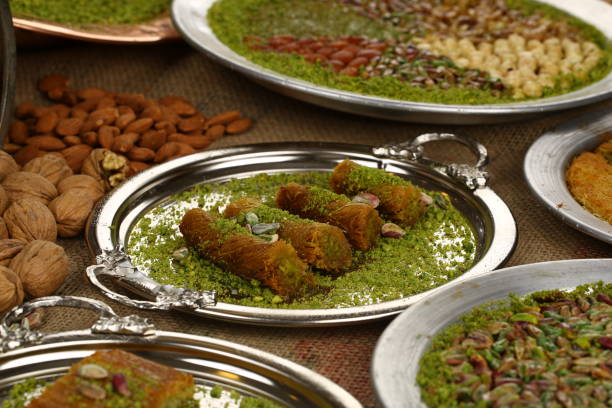 istock Turkish dessert with pistachio powder - 933133936