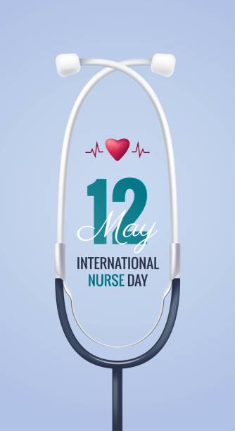12 May. International Nurse Day background with stethoscope. 12 May. International Nurse Day background with stethoscope. Vector illustration doctor borders stock illustrations