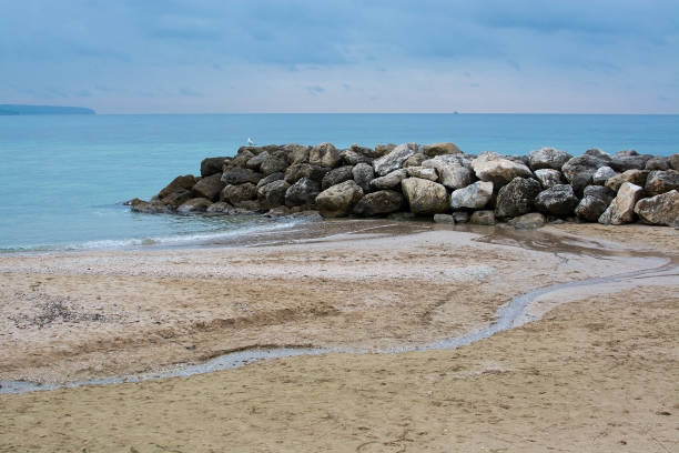 istock Meandering water on tranquil winter beach in Mallorca 933140196