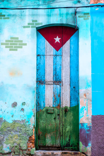 Door painted with the cuban flag
