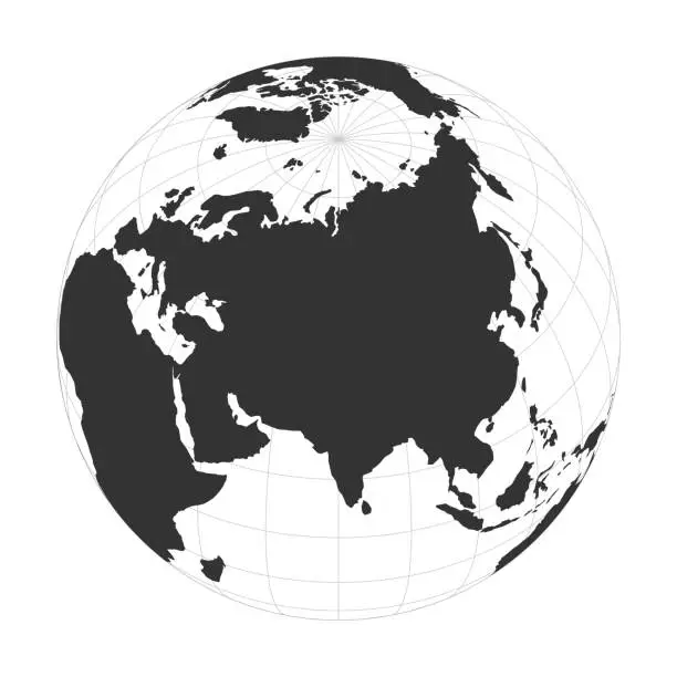 Vector illustration of Vector Earth globe focused on Asia continent