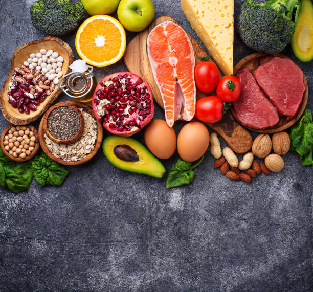 istock Meat, fish, legumes, nuts and vegetables. 933148220