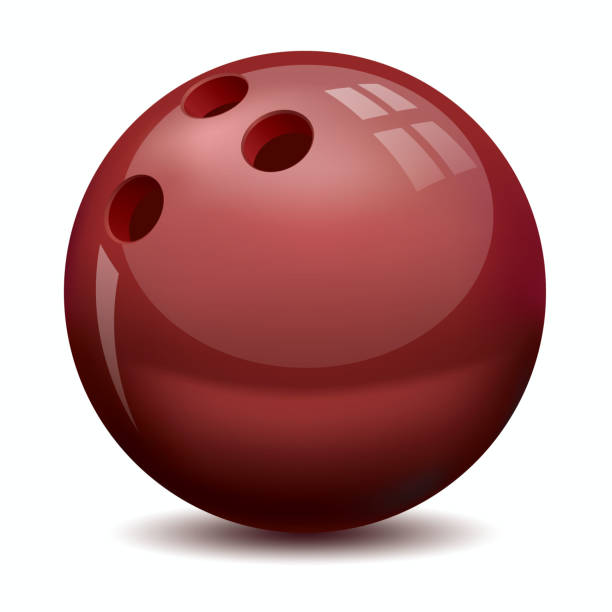 vector bowling ball, vector icon Red isolated bowling ball on white background bowling ball stock illustrations