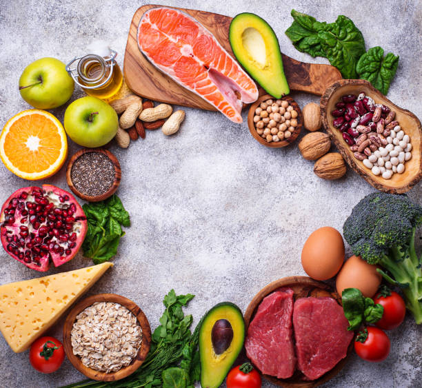 istock Meat, fish, legumes, nuts and vegetables. 933156880