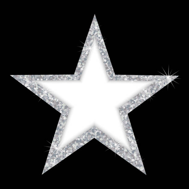 絵画 SILVER SCREEN STARS Glitter Silver Star Stock Illustration - Download Image Now