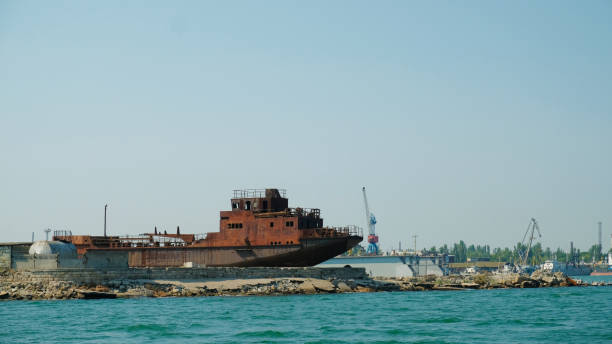 istock old rusty ship stands in the port 933162874