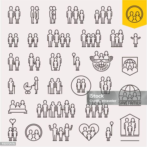 Family Family Icons Set Thin Line People And Family Vector Icons Stock Illustration - Download Image Now