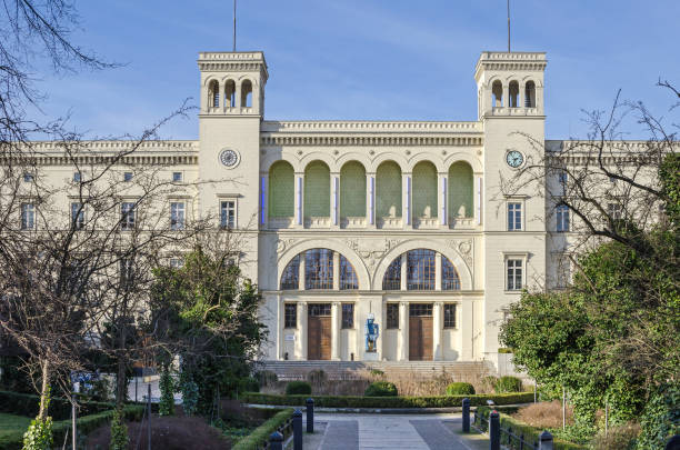 Hamburger Bahnhof, now the state-owned Museum for Contemporary Art in Berlin Berlin, Germany - February 23, 2018: Neoclassical building of the Hamburger Bahnhof, now the state-owned  Museum fuer Gegenwart (Museum for Contemporary Art)  in a city centre. View from Invalidenstrasse. moabit stock pictures, royalty-free photos & images