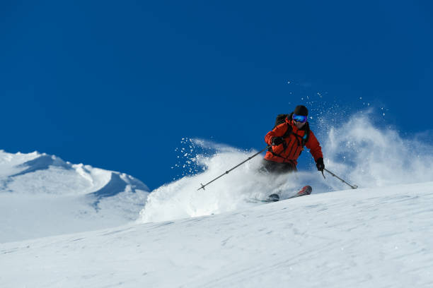 istock Skiing fresh powder on a sunny day 933184050