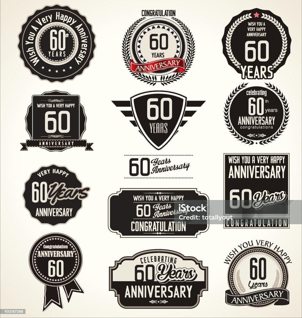 Anniversary retro labels Anniversary stock vector