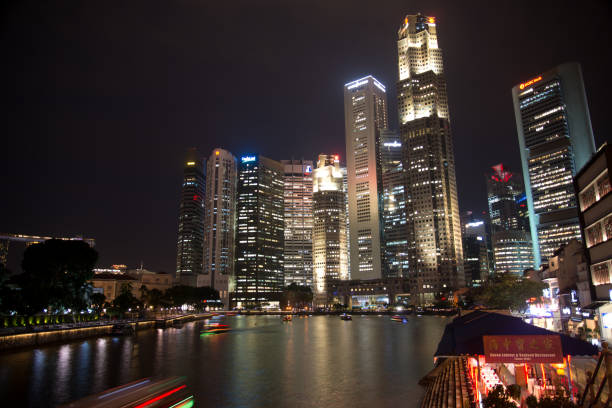 SINGAPORE - circa january 2015: Singapore cityscape at night with reflect