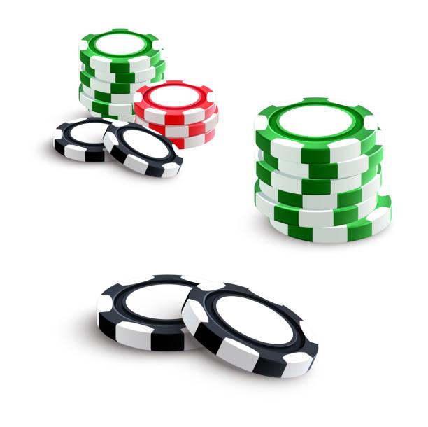 illustrations, cliparts, dessins animés et icônes de casino et poker, jetons de jeu - gambling chip green stack gambling