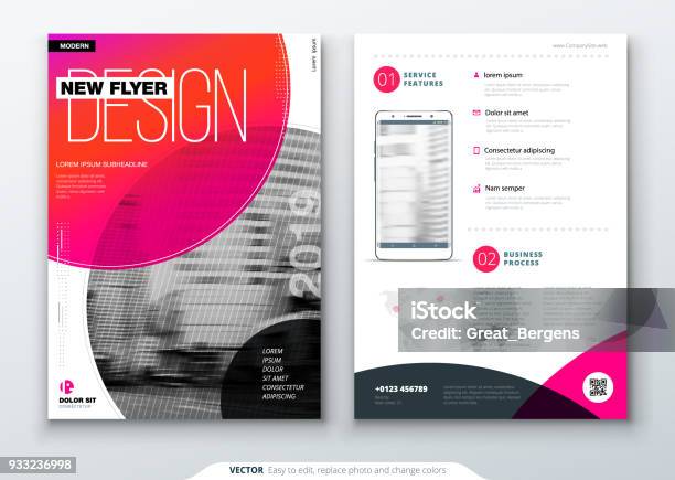 Flyer Template Layout Design Business Flyer Brochure Magazine Or Flyer Mockup In Bright Colors With Circle Round Shapes Vector Abstract Design Stock Illustration - Download Image Now