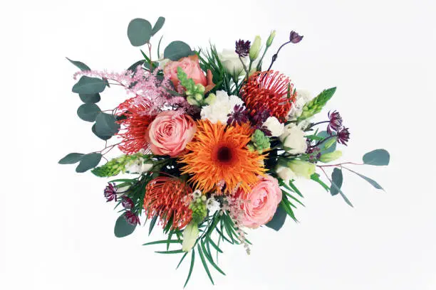 Bright, cheerful, colorful bouquet of flowers