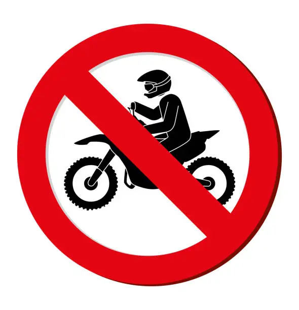 Vector illustration of no motorcycle prohibition sign design