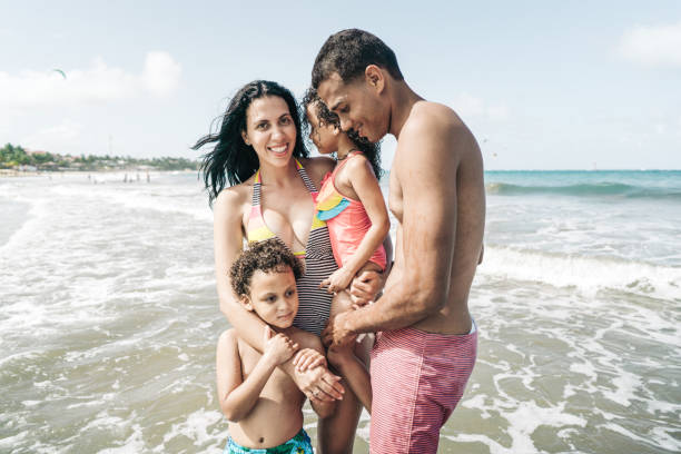 istock Summer and happy family on vacations with two kids 933294514