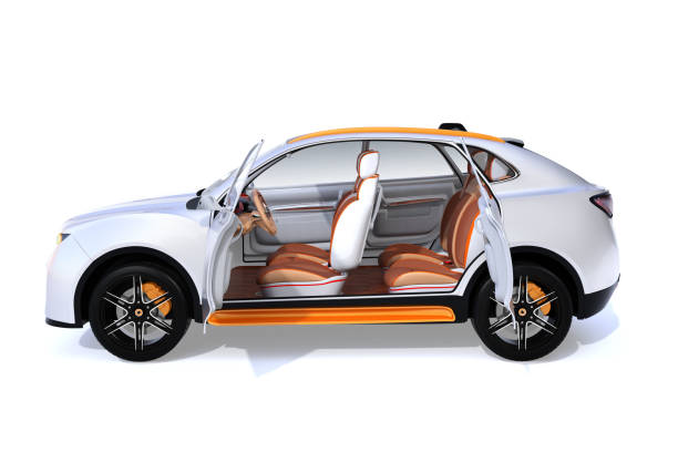 istock Side view of white Electric SUV concept car isolated on white background 933297866