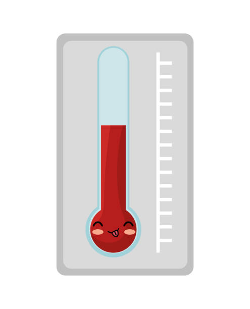 ilustraciones, imágenes clip art, dibujos animados e iconos de stock de diseño de médico icono de termómetro kawaii - weather thermometer religious icon symbol