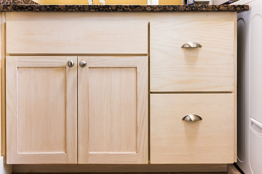 Front face of wooden cabinets