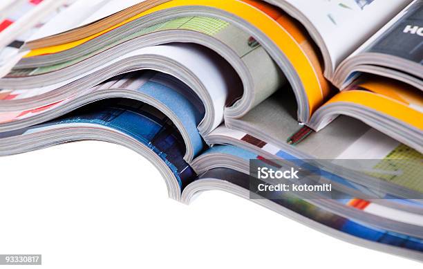 Pile Of Different Types Of Magazine In White Background Stock Photo - Download Image Now