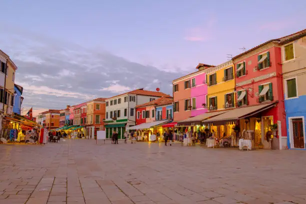 Colorful house in Burano island, Venice, Italy.