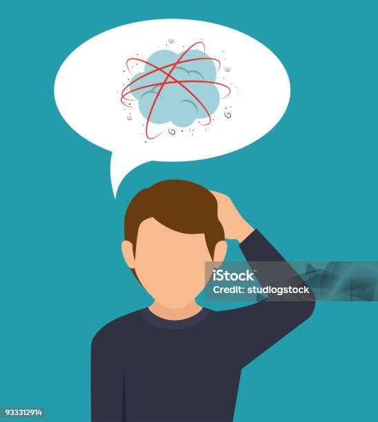 Man Character Confused Concept Icon Stock Illustration - Download Image Now - Confusion, Contemplation, One Person
