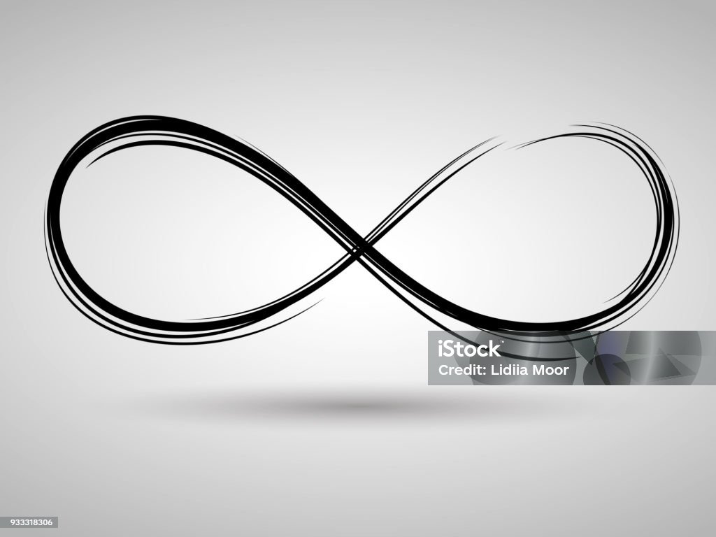 Infinity sign Black painted infinity sign on white background, ring, rotation, ink, emblem, painted by brush Infinity stock vector