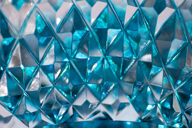 This close-up image features hand cut diamond shape facets on beautiful lead crystal glassware