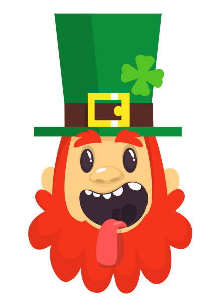 Funny Cartoon Leprechaun Face Head With Red Beard Portrait For St Patricks  Day Celebration In Ireland Stock Illustration - Download Image Now - iStock