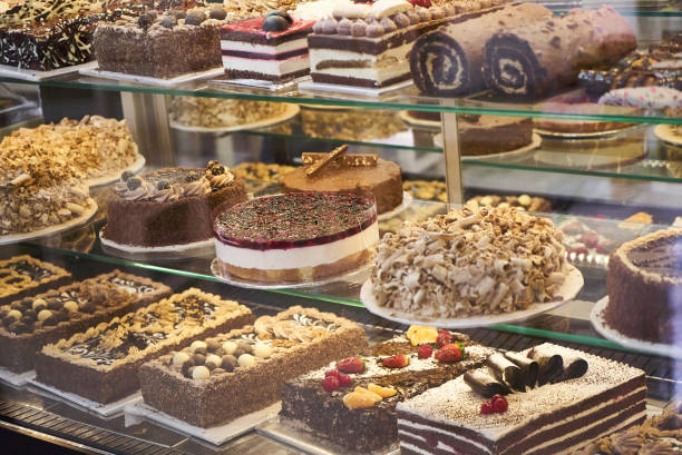 istock Different types of cakes in pastry shop 933325948