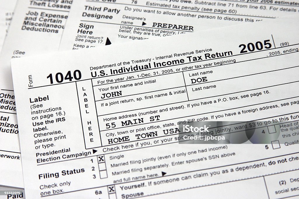 income tax time  1040 Tax Form Stock Photo