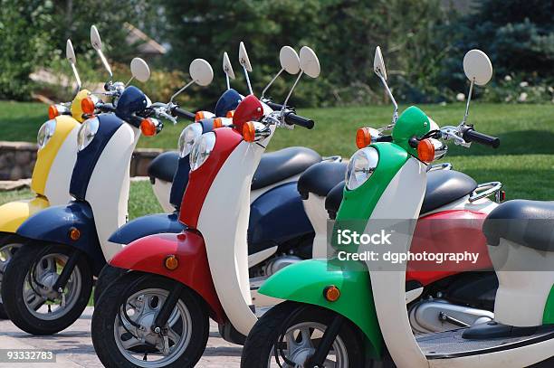 Colorful Scooters Stock Photo - Download Image Now - Bicycle, Blue, Color Image