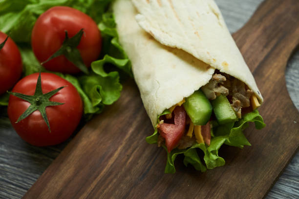 istock Shaurma sandwich chicken roll in a pita 933328988