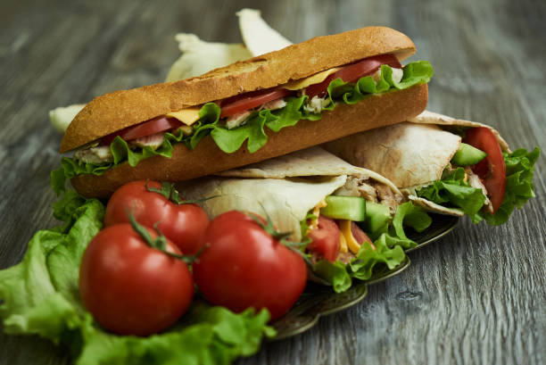 istock Shaurma chicken roll and long subway sandwich 933331408