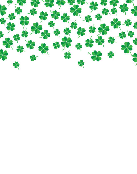 ilustrações de stock, clip art, desenhos animados e ícones de little four leaf clover leaves background - st patricks day backgrounds clover leaf