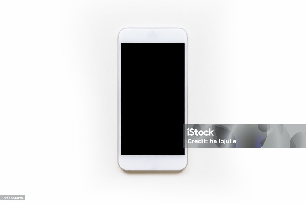 Vista directamente frontal de la maqueta de blanco móvil inteligente con pantalla en blanco - Foto de stock de Teléfono inteligente libre de derechos
