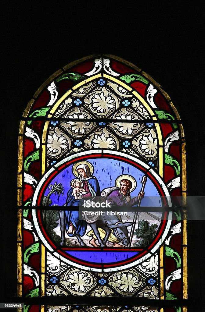 Sainte Famille (Vitrail fenêtre - Photo de Houx libre de droits