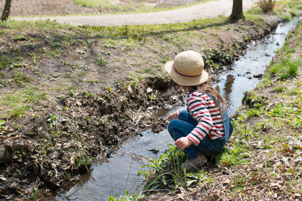 istock Little girl playing in the creek 933362832