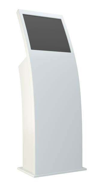 istock Information kiosk. interactive terminal on white background. Isolated on white background. 3d rendering. 933365052