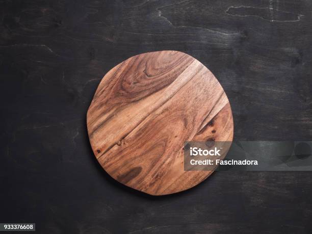 Round Wooden Tray Stock Photo - Download Image Now - Wood - Material, Table, Plate