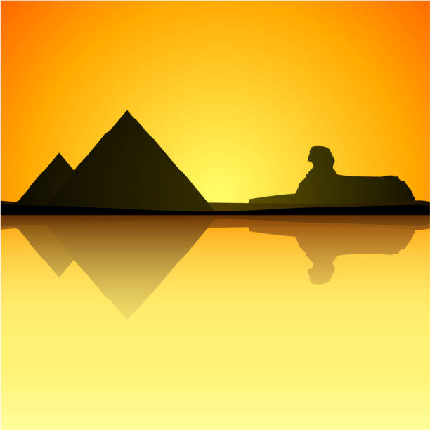 illustrazioni stock, clip art, cartoni animati e icone di tendenza di egitto - egypt cairo pyramid sunset